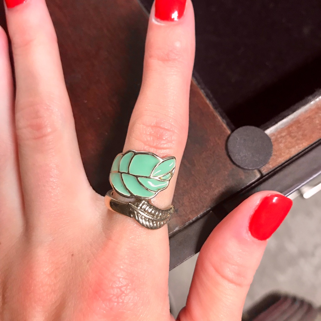 Teal Leaf Ring